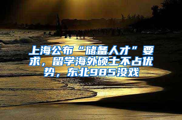 上海公布“储备人才”要求，留学海外硕士不占优势，东北985没戏