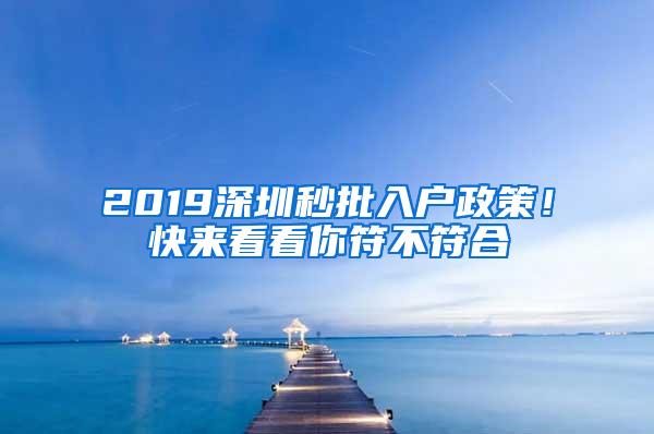 2019深圳秒批入户政策！快来看看你符不符合