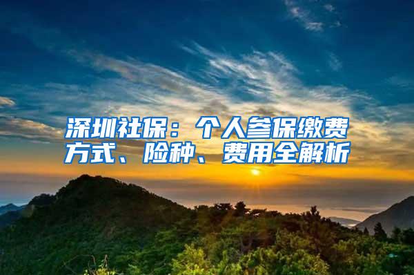 深圳社保：个人参保缴费方式、险种、费用全解析