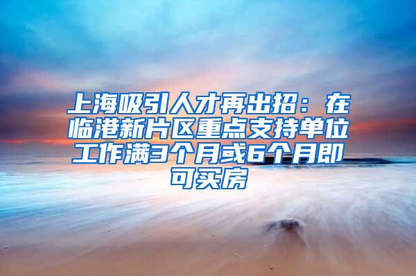 上海吸引人才再出招：在临港新片区重点支持单位工作满3个月或6个月即可买房