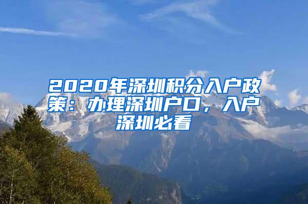 2020年深圳积分入户政策：办理深圳户口，入户深圳必看