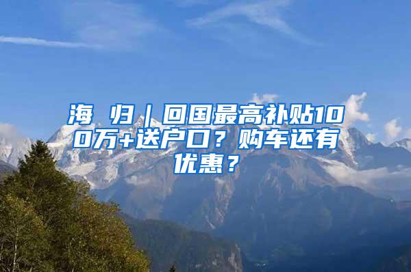 海 归｜回国最高补贴100万+送户口？购车还有优惠？