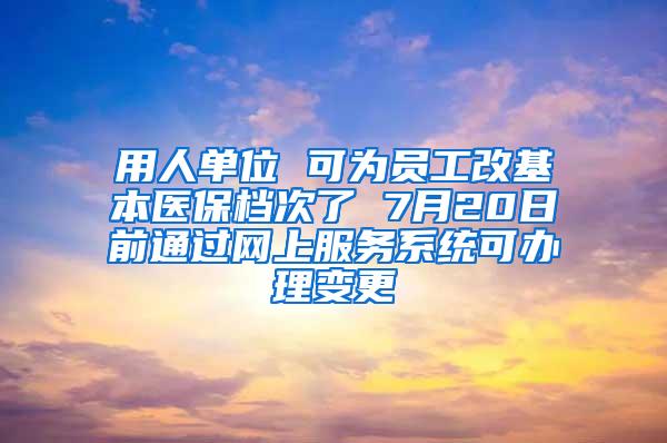 用人单位 可为员工改基本医保档次了 7月20日前通过网上服务系统可办理变更