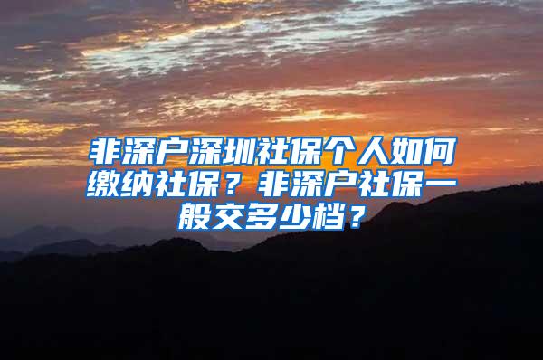 非深户深圳社保个人如何缴纳社保？非深户社保一般交多少档？