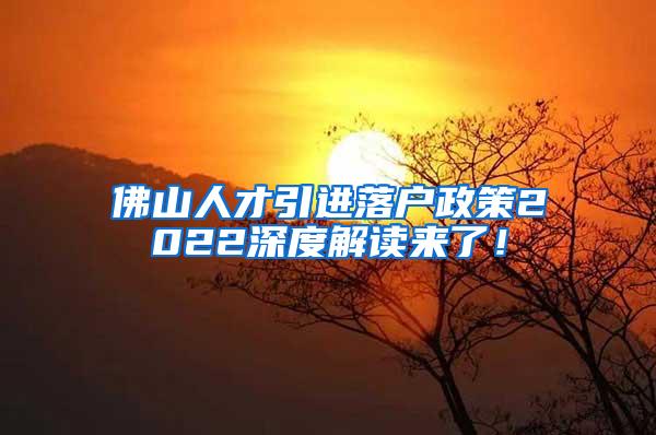 佛山人才引进落户政策2022深度解读来了！