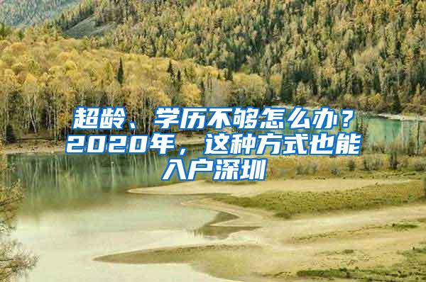 超龄、学历不够怎么办？2020年，这种方式也能入户深圳