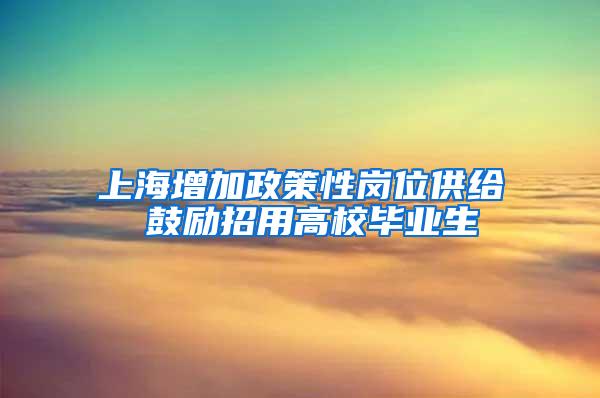 上海增加政策性岗位供给 鼓励招用高校毕业生