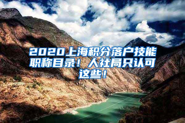 2020上海积分落户技能职称目录！人社局只认可这些！