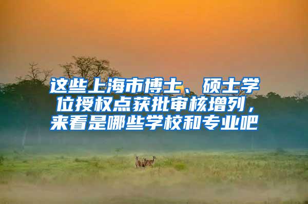 这些上海市博士、硕士学位授权点获批审核增列，来看是哪些学校和专业吧