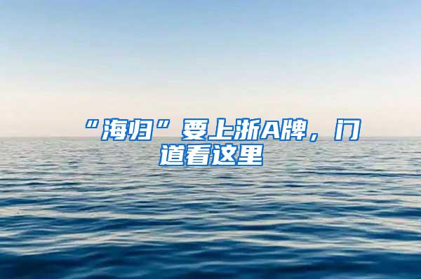 “海归”要上浙A牌，门道看这里