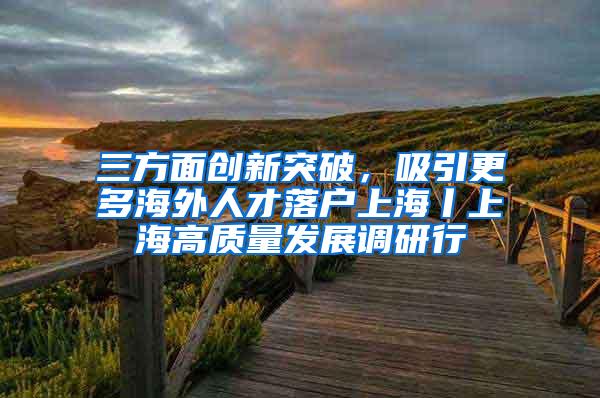 三方面创新突破，吸引更多海外人才落户上海丨上海高质量发展调研行