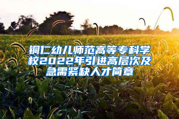 铜仁幼儿师范高等专科学校2022年引进高层次及急需紧缺人才简章