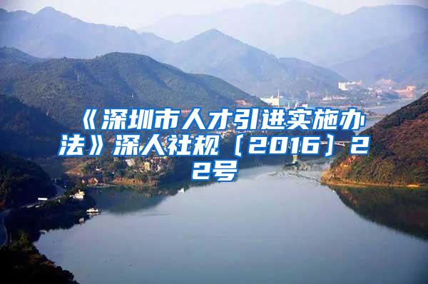 《深圳市人才引进实施办法》深人社规〔2016〕22号