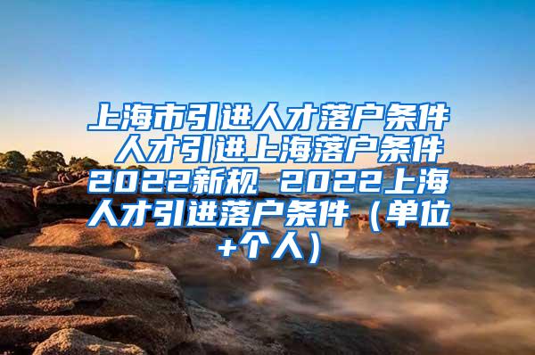 上海市引进人才落户条件 人才引进上海落户条件2022新规 2022上海人才引进落户条件（单位+个人）