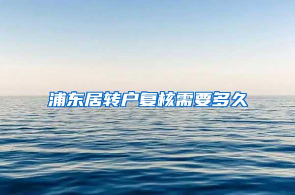 浦东居转户复核需要多久