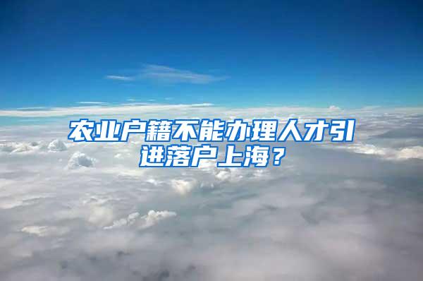 农业户籍不能办理人才引进落户上海？