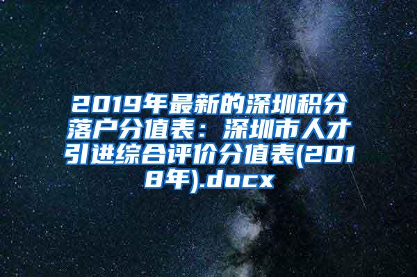 2019年最新的深圳积分落户分值表：深圳市人才引进综合评价分值表(2018年).docx