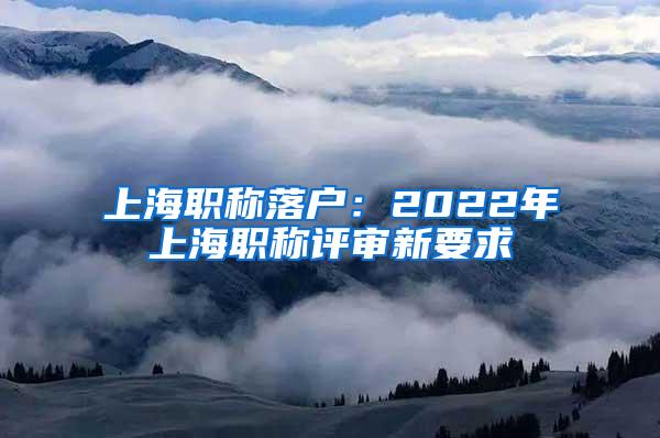 上海职称落户：2022年上海职称评审新要求