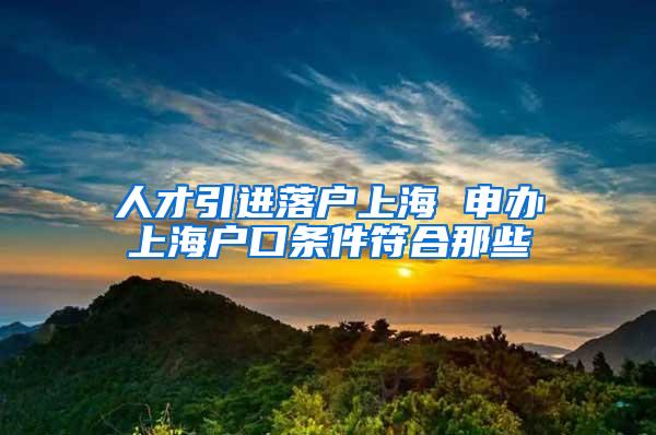 人才引进落户上海 申办上海户口条件符合那些