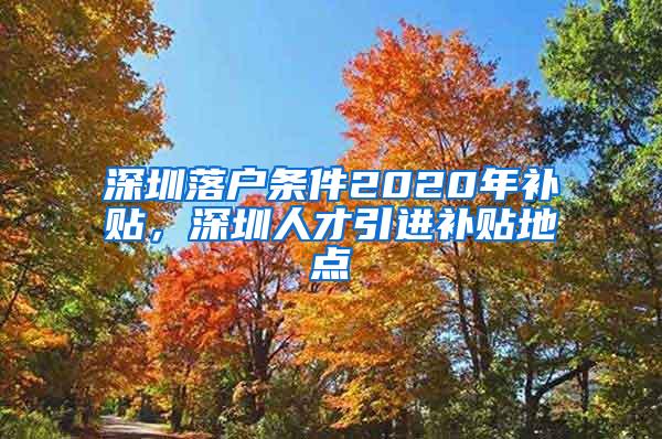 深圳落户条件2020年补贴，深圳人才引进补贴地点