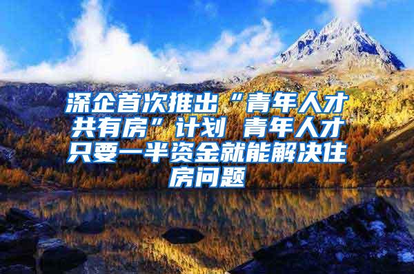 深企首次推出“青年人才共有房”计划 青年人才只要一半资金就能解决住房问题