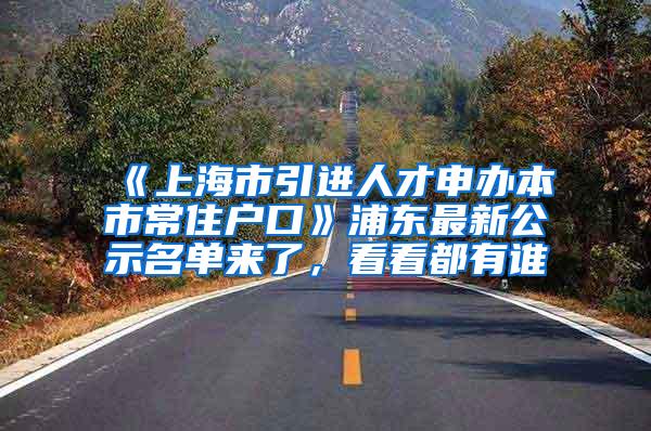 《上海市引进人才申办本市常住户口》浦东最新公示名单来了，看看都有谁