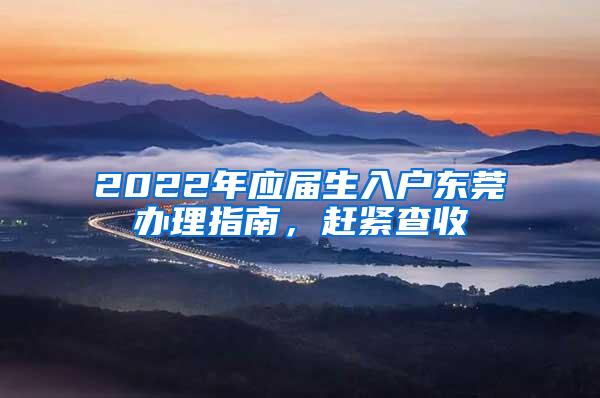 2022年应届生入户东莞办理指南，赶紧查收