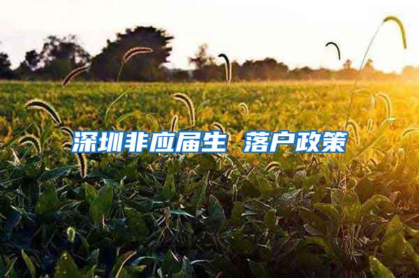 深圳非应届生 落户政策