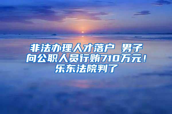 非法办理人才落户 男子向公职人员行贿710万元！乐东法院判了