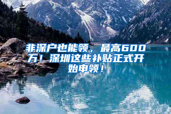 非深户也能领，最高600万！深圳这些补贴正式开始申领！