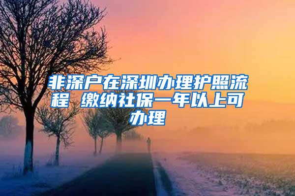 非深户在深圳办理护照流程 缴纳社保一年以上可办理