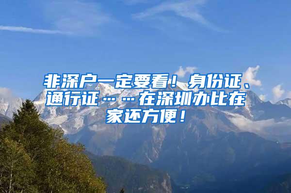 非深户一定要看！身份证、通行证……在深圳办比在家还方便！