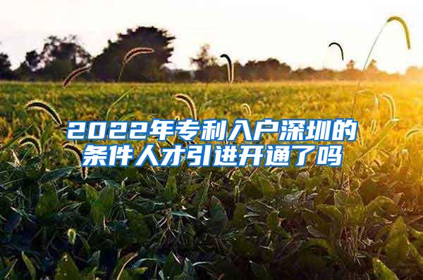 2022年专利入户深圳的条件人才引进开通了吗