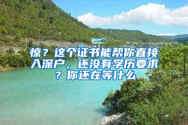 惊？这个证书能帮你直接入深户，还没有学历要求？你还在等什么