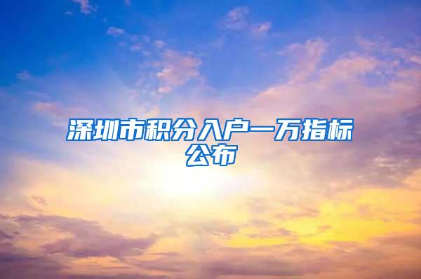 深圳市积分入户一万指标公布