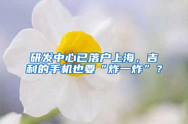 研发中心已落户上海，吉利的手机也要“炸一炸”？