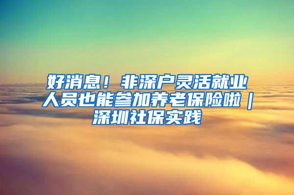 好消息！非深户灵活就业人员也能参加养老保险啦｜深圳社保实践④