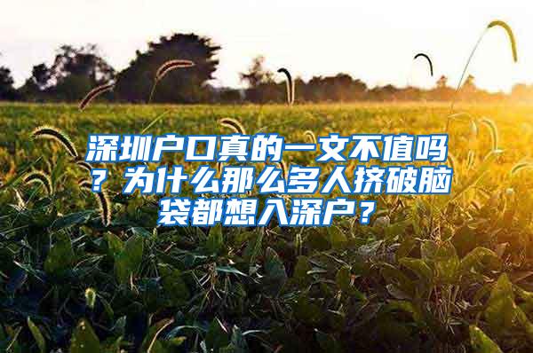 深圳户口真的一文不值吗？为什么那么多人挤破脑袋都想入深户？