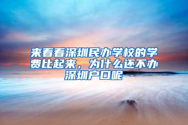 来看看深圳民办学校的学费比起来，为什么还不办深圳户口呢