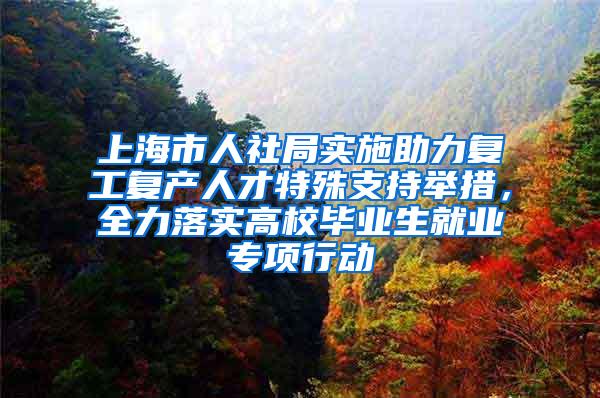 上海市人社局实施助力复工复产人才特殊支持举措，全力落实高校毕业生就业专项行动