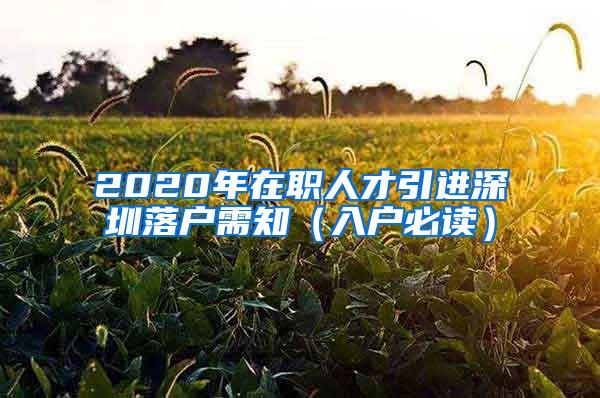 2020年在职人才引进深圳落户需知（入户必读）