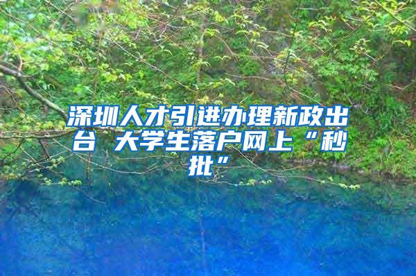 深圳人才引进办理新政出台 大学生落户网上“秒批”