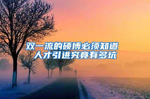 双一流的硕博必须知道 人才引进究竟有多坑