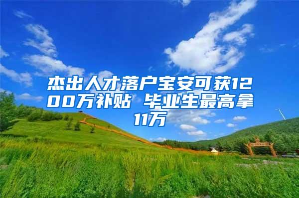 杰出人才落户宝安可获1200万补贴 毕业生最高拿11万