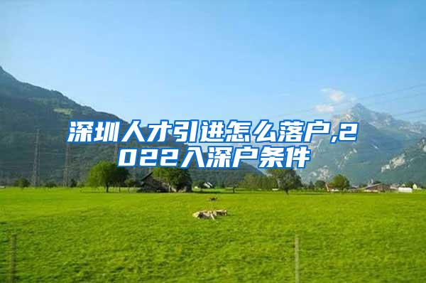 深圳人才引进怎么落户,2022入深户条件