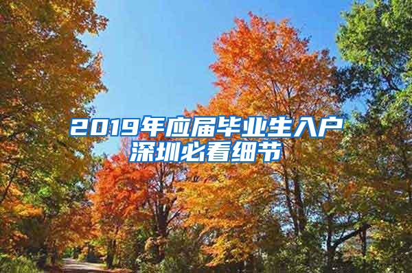 2019年应届毕业生入户深圳必看细节