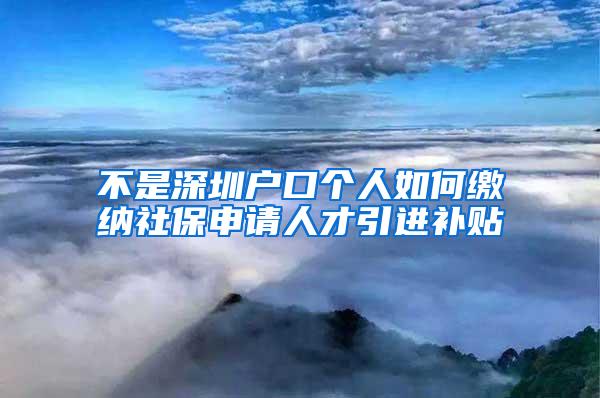 不是深圳户口个人如何缴纳社保申请人才引进补贴