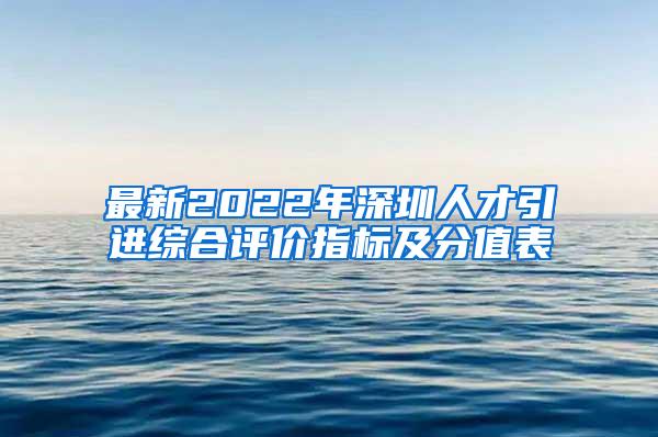 最新2022年深圳人才引进综合评价指标及分值表