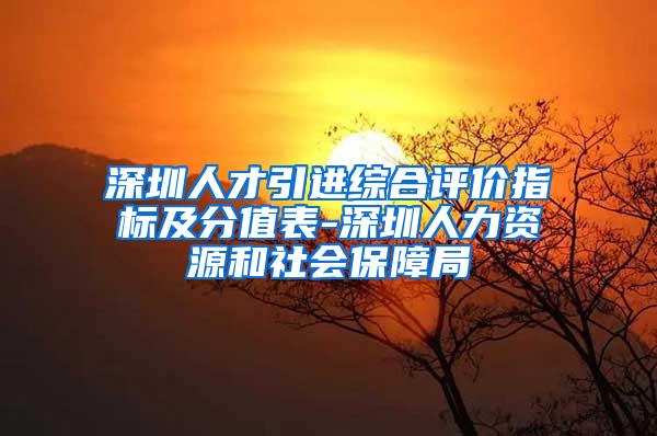 深圳人才引进综合评价指标及分值表-深圳人力资源和社会保障局