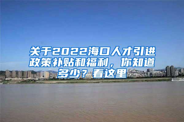 关于2022海口人才引进政策补贴和福利，你知道多少？看这里